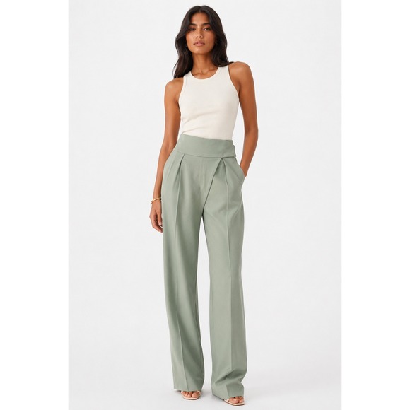 JLUXLABEL Pants - JLUXLABEL Sage Green High Waisted Wide Leg Trousers Size Small NWT